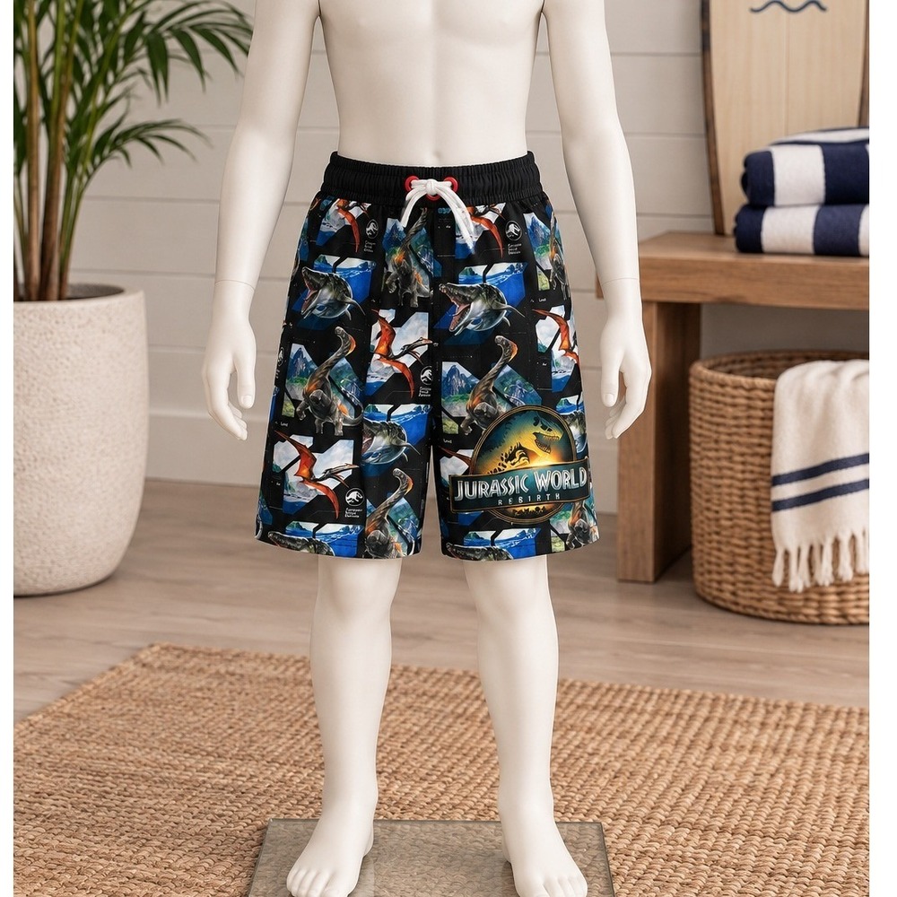 Jurassic World Boys Swim Shorts Black Dinosaur Print UV50 Size 4/5